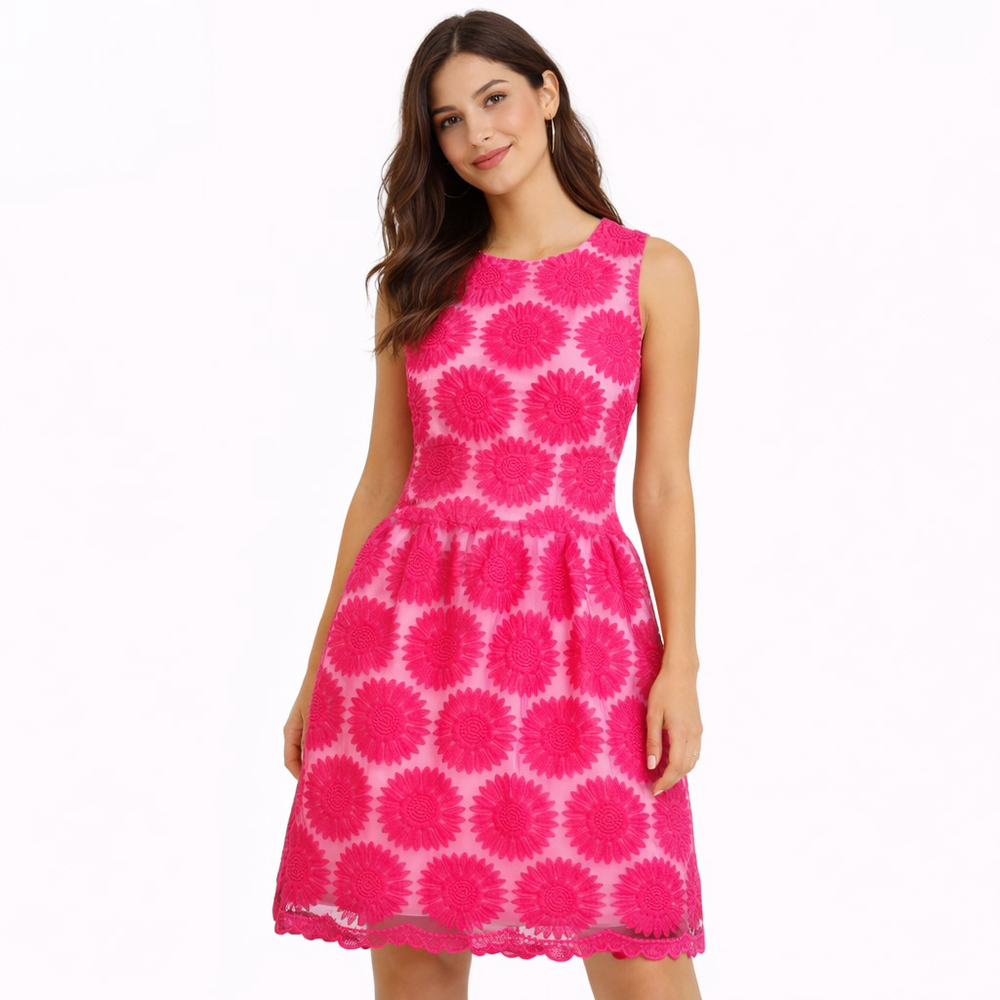 Women's GRACIA Pink Floral Sleeveless Mini Dress S